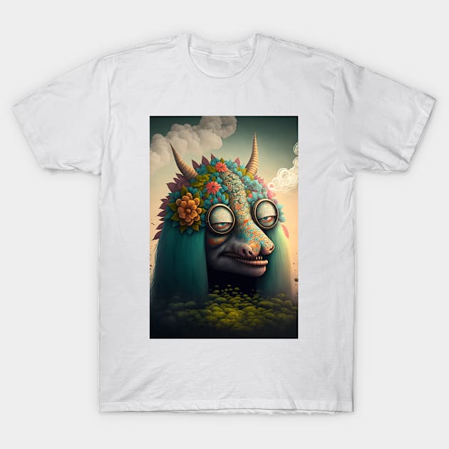 Hippie Trippy Dragon T-Shirt by Obotan Mmienu